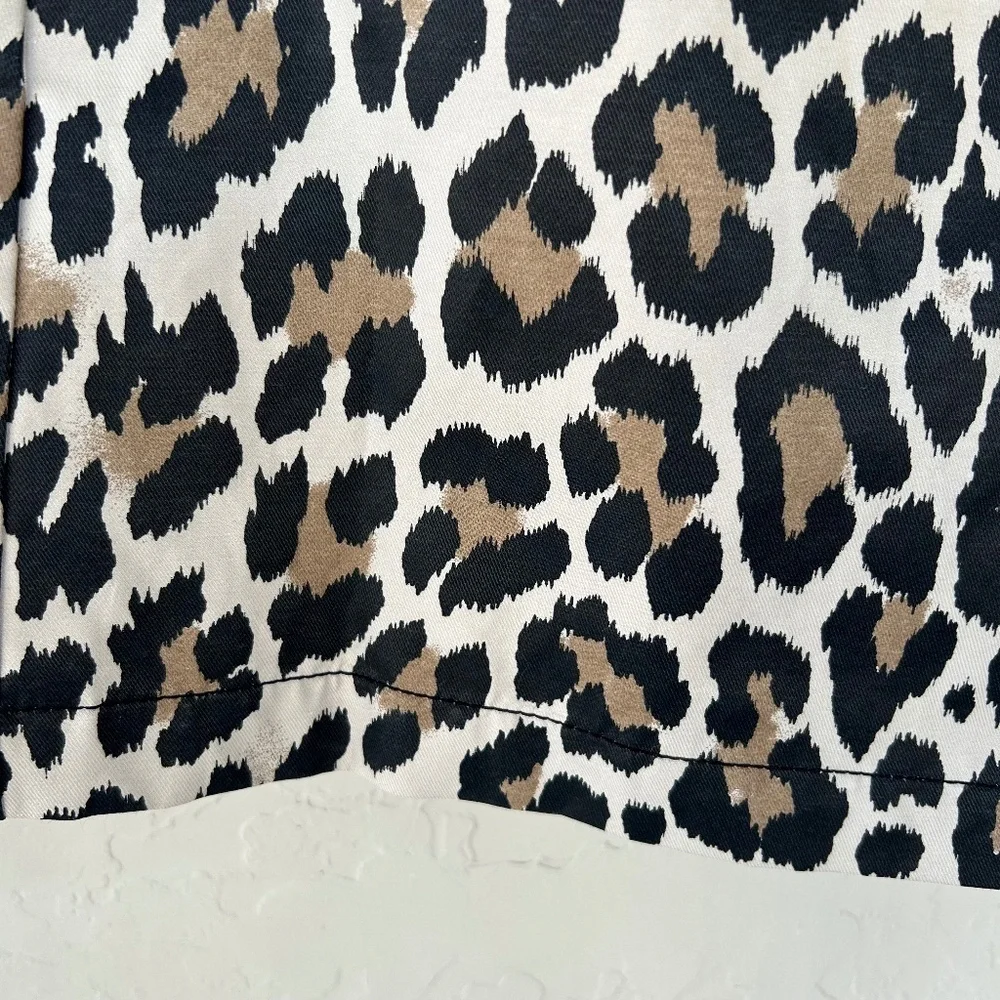 Kate Spade Leopard Print A-line Coat Cotton Blend Size Small Button Up Neutral